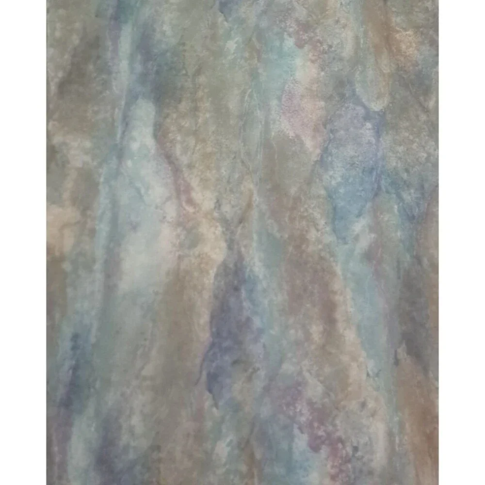 Vintage Watercolor Fabric Shower Blue Gray Brown 1990s Abstract Grunge